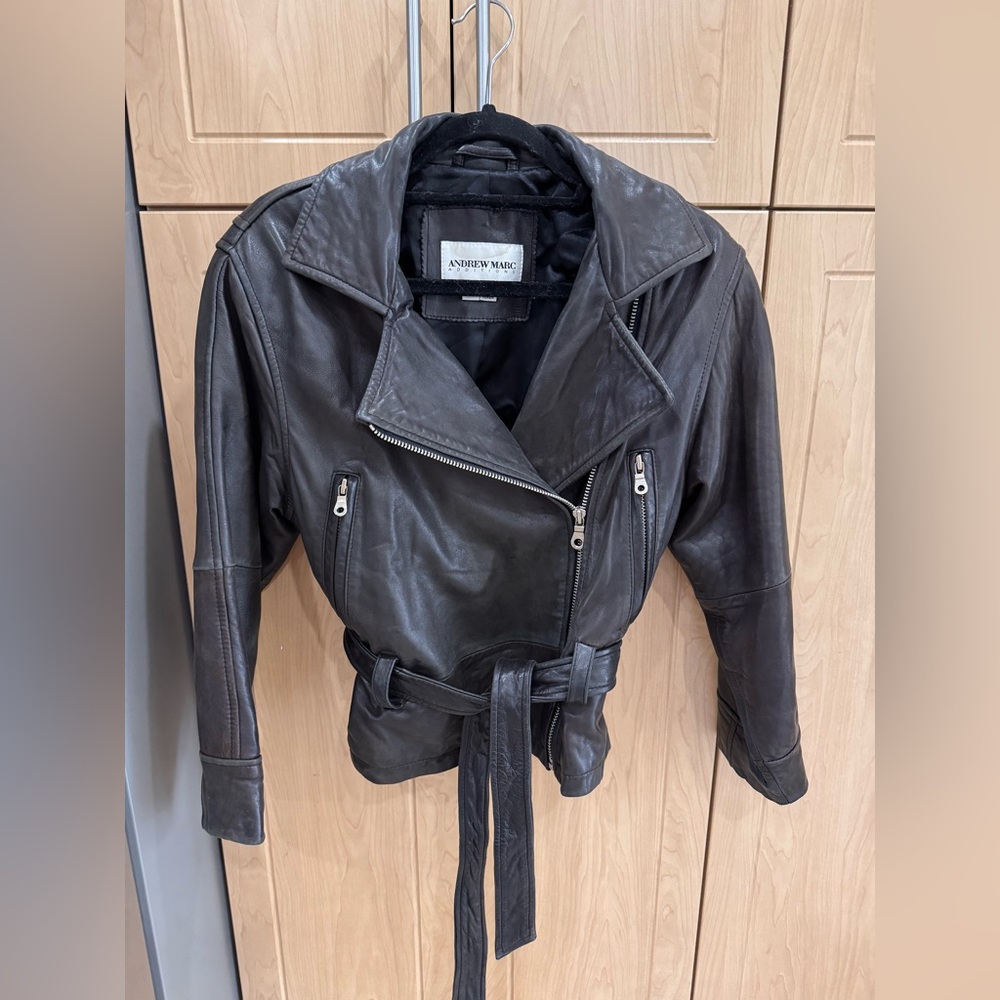 Andrew Marc Additions Dark Brown Buttery Leather Moto Jacket